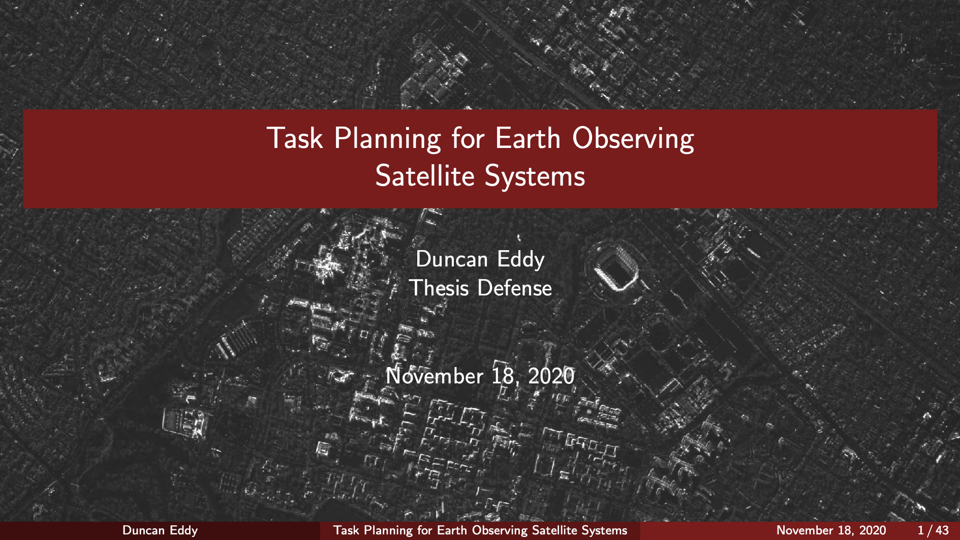 Thesis Defense: Task Planning for Earth Observing Satellite Systems